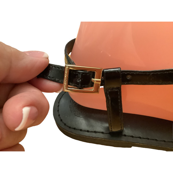 VINCE CAMUTO “ITELLI” CROC EMBOSSED BLACK LEATHER SANDALS 9M - Picture 5 of 10